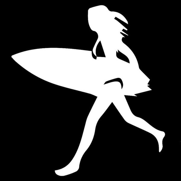 

15.2cm*16.8cm girl surfing vinyl car styling car stickers black silver s2-0599