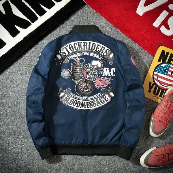

ma-1military biker bomber jacket men autumn printed slim fit pilot coat streetwear jackets windbreaker baseball coats clothing 201118, Black;brown