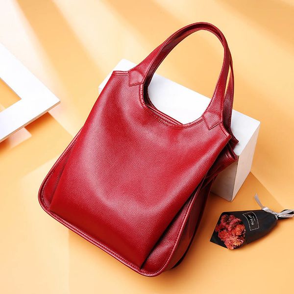 

dienqi cow genuine leather bag ladies winter women's leather handbags big female shoulder bag red hand bags for women 2020 tote c0121