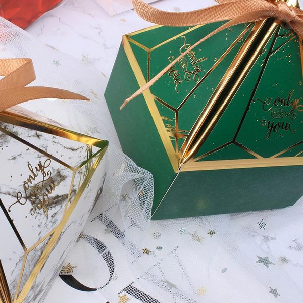 

lbsisi life diamond shape wedding candy packaging boxes birthday favor party sweet sugar marble chocolate cookie box with ribbon wmtkbq