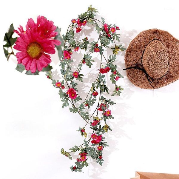 

1.75m creative simulation artificial marguerite wall hanging decoration background home silk flower vine diy wedding christmas d1
