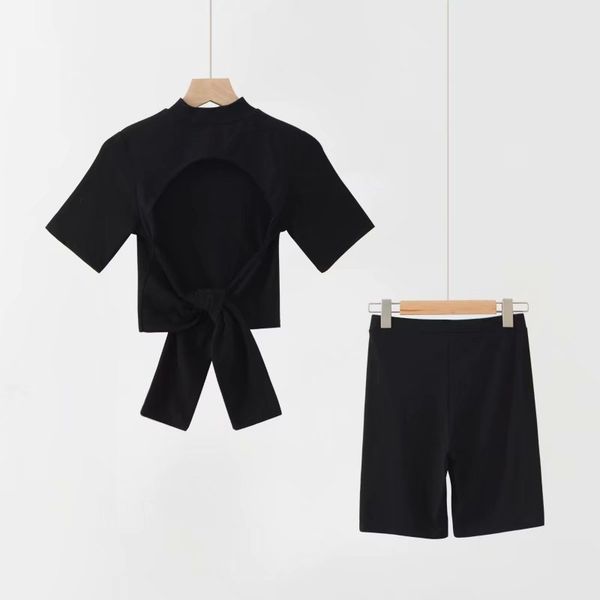 

summer 2019 women's new short sleeve t-shirt with sports suit shorts on both sides, Gray
