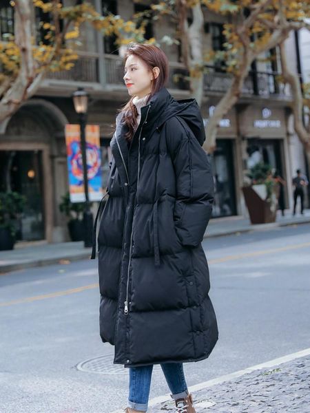 

women's down & parkas 2021 winter solid color hooded cotton jacket thick warm casual fashion loose women black parka coat