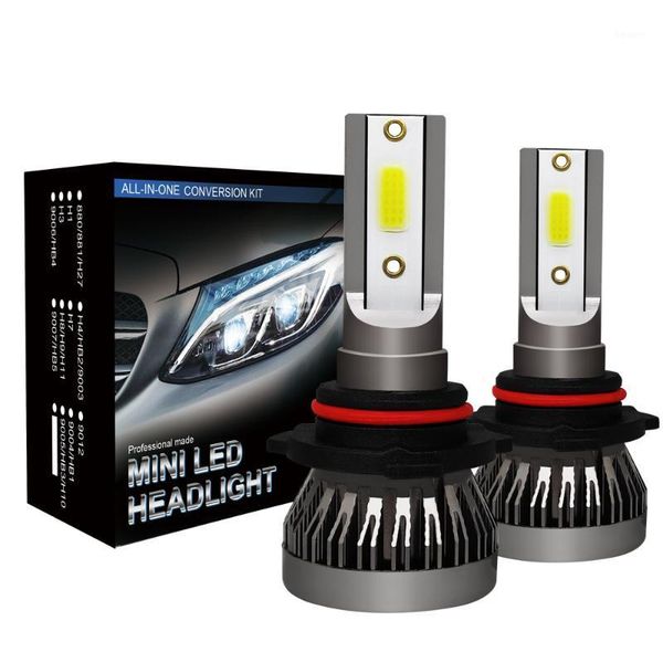 

car headlights 2pcs mini 1 auto headlight lamp 9005 9006 h1 h4 h7 h11 imported cob chip 90w 12000lm white high power led light1