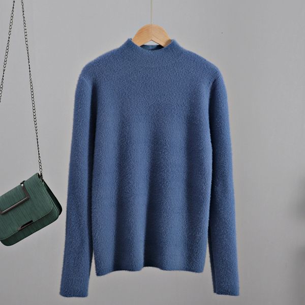 

2021 new women basic thick warm turtleneck pullovers autumn winter mink cashmere knit christmas sweater pull femme simc, White;black