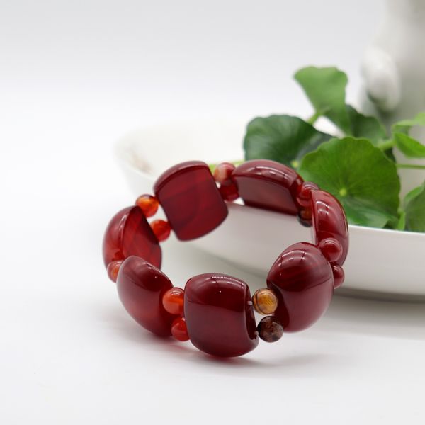 

pure natural red agate healthy bracelet women luxury jewelry gift female adjustable nourish body blood beauty amulet hand row, Black