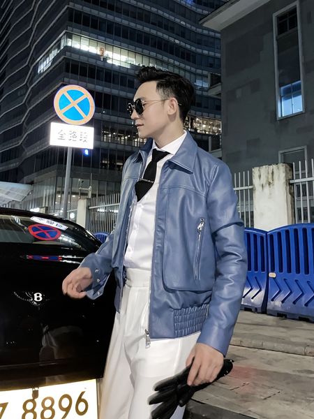 

daio ethan korean handsome motorcycle men zipper fashion leather jacket short coat versatile