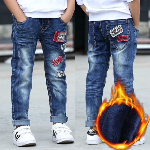 

spring and autumn fashion solid elastic waist trousers casual cotton loose kids pants new design children boys denim jeans y200409, Blue