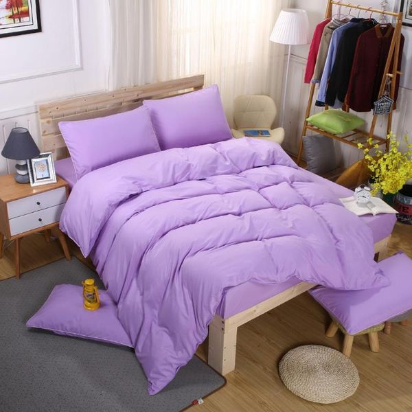 

classic solid-colored bedding set sheet quilt cover pillowcaseyellow gray purple red color 200x230cm 220x240cm size home textile1