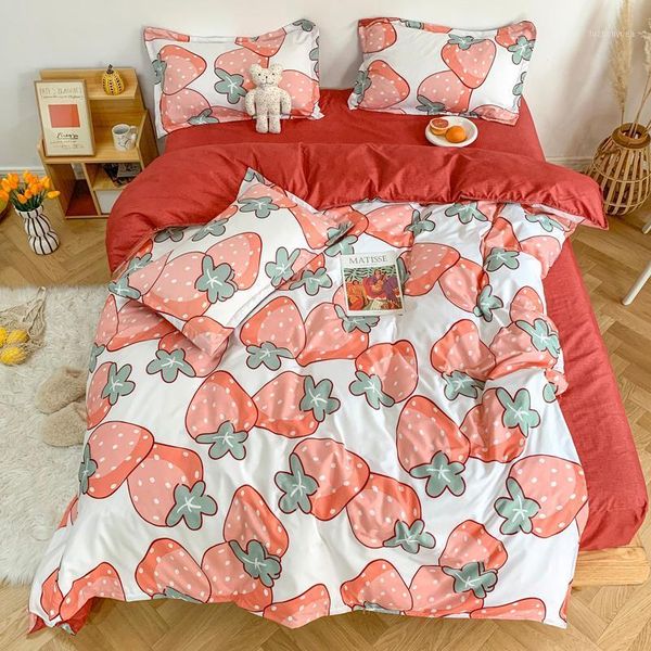 

4pcs cartoon bedding set bed linen euro printed flat sheet children bedspread bed cover duvet cover set king  size1