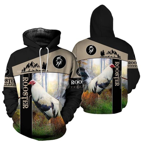 

animal symbol chicken rooster funny crewneck newfashion tracksuit harajuku 3dprint zipper hoodies sweatshirts jacket 20 drop shipping, Black