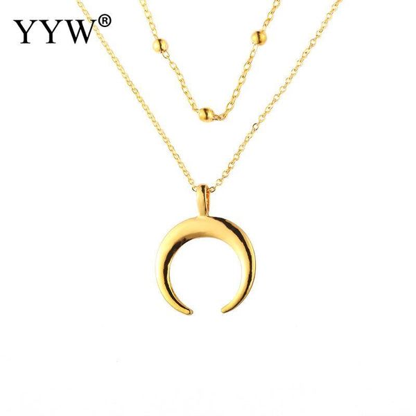 

YYW Fashion New Gold Silver Color Double Layer Women Necklaces Chain 2021 Classic Choker Necklace Pendant For Women Jewelry Gift