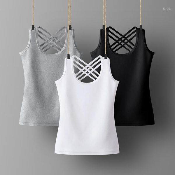 

womens cotton camis solid color female slim sleeveless casual vest solid color crop lower cut for ladies fitness vest summer1, White