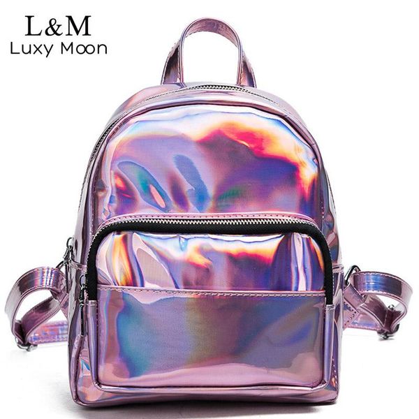 

hologram laser backpack holographic silver backpacks women 2020 fashion leather teenage girls shoulder school bag pink xa1041h bbyhwr