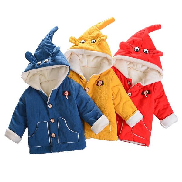 

baby kids winter jackets girl thick coats infant warm hooded coats cartoon children casual cotton outerwear boys winter clothes, Blue;gray