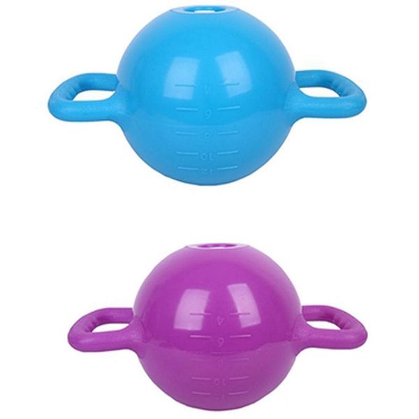 

2x yoga fitness kettle bell adjustable water kettlebell dumbbell double handles pilates body purple & blue