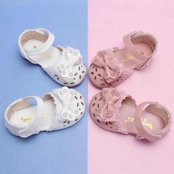 

girls' new baotou lace flower flat bottomed cow tendon bottom sandals in summer and autumn of 2019 baby walking sho, Black;red