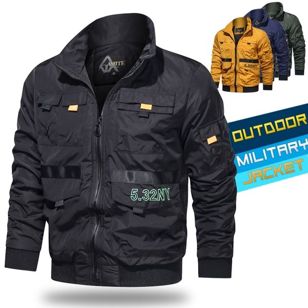 

windbreaker jacket men embroidery letter bomber military jackets mens casual army flight coat autumn fashion zipper jacket 201116, Black;brown