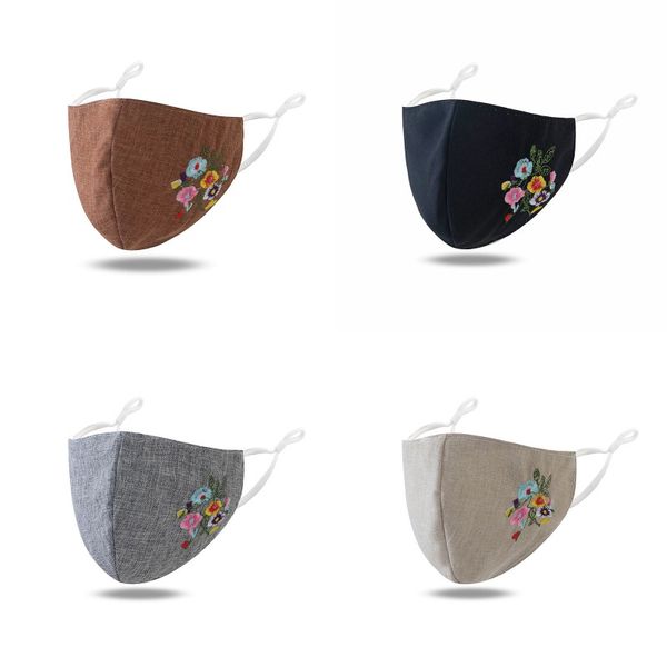 

pure color fashion face mask embroidery washable fashion mouth masks adjustable ear buckle ventilation dustproof 4 3wsa j2