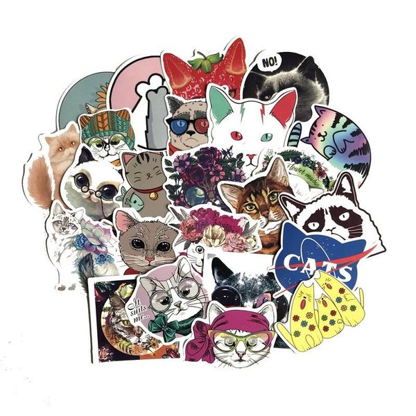 

laptop 50шт лот животных pet наклейки kawaii cat наклейки дети игрушки багажа водонепроницаемый мотоцикл скейтборд граффити наклейки игрушки