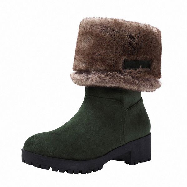 

new 2019 winter high heel boots warm plush square heels winter shoes womens boots ladies fashion ankle snow #d f0fl#, Black