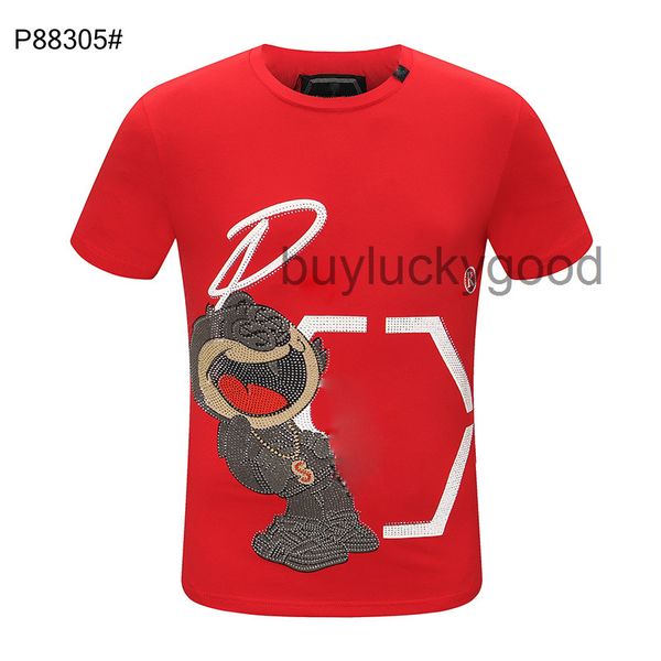 

100% cotton designer mens t-shirt skull crystal tees basic solid print letter bear skateboard casual punk tee shirts luxury clothing, White;black