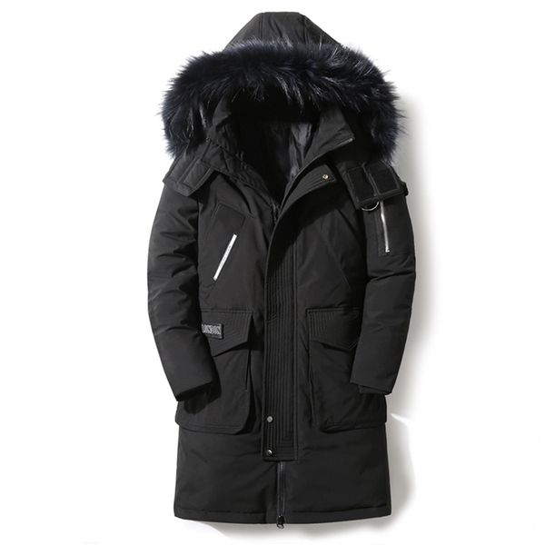 

90%down jackets new winter men's down jacket detachable fur collar male's jackets thick warm outdoor windproof 201114, Black