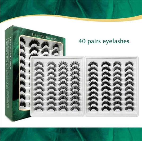 

false eyelashes 40 pairs mink long makeup 3d faux nature lashes thick fake extension