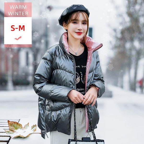 

new fashion women white duck down jacket stand collar female loose casual warm zipper coat female windproof waterproof big size1, Black