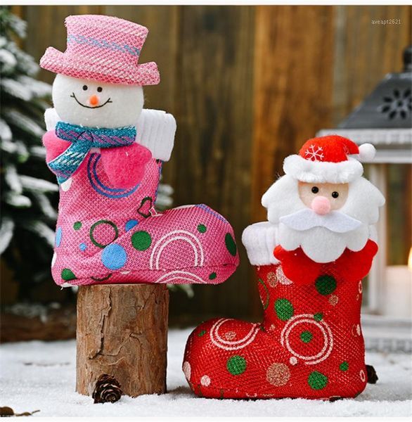

christmas funny candy boot cute ornaments cartoon bright cloth shoes stockings christmas decoration supplies xmas gift holders1