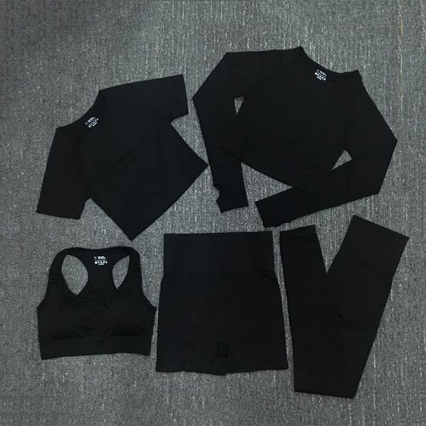

womens yoga suit gym sportswear tracksuits fitness sport 5pcs bra leggings outfits active tech fleece workout yoga world fashion designer al, Gray