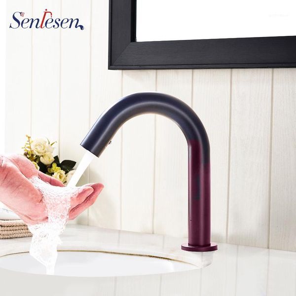 

bathroom sink faucets senlesen brass faucet water induction electric mablack mixer tap automatic hand touch sensor and cold1