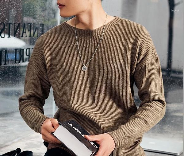 

2020 new men long sleeve winter loose leisure sweaters loose casual knit sweater and sweater baoli551, White;black