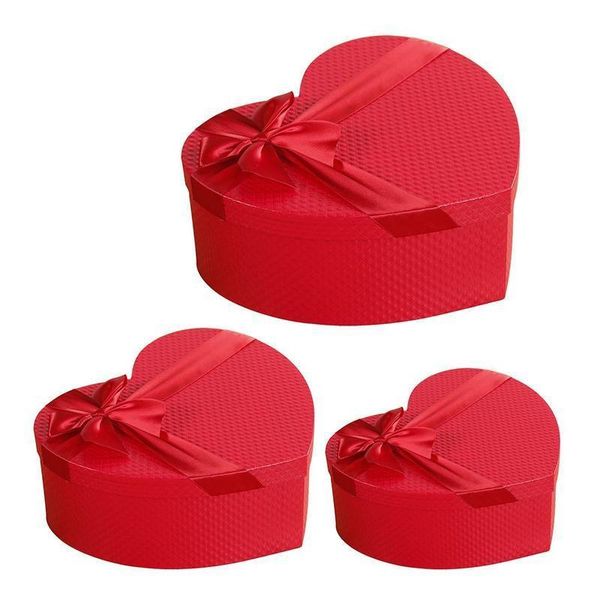 

3 size/set red heart shaped packaging boxes valentine's day gift box flowers candy boxes with exquisite ribbon bow