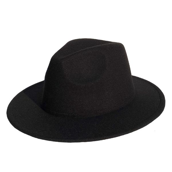 

winter fashion hat fedora gentle man classic warm wide brim no belt felt trilby hombre vintage lady trendy hat, Blue;gray