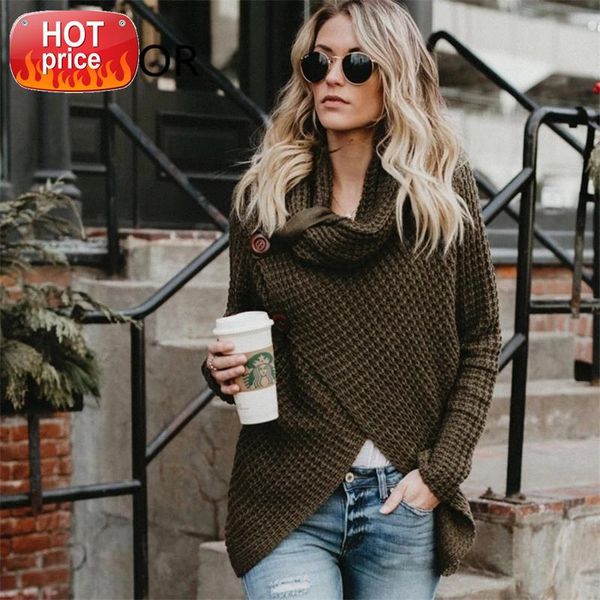 

SVOKOR Solid Turtleneck Sweaters Women Plus Size Cardigans Casual Keep Warm Long Women Knitted Sweaters 5 Colour S-XL #e28Y, White