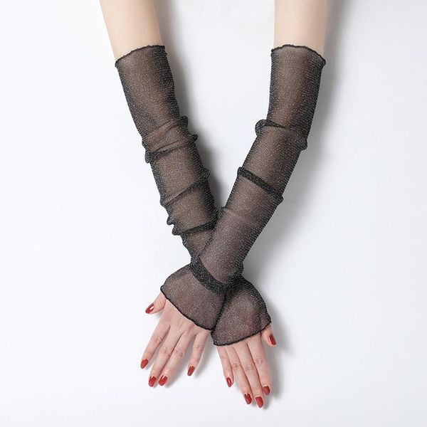 

women lace arm sleeves 2020 new summer sunscreen protect thin silk filigree mesh warmers for lady driving cycling gloves cover wmtvev, Blue;gray