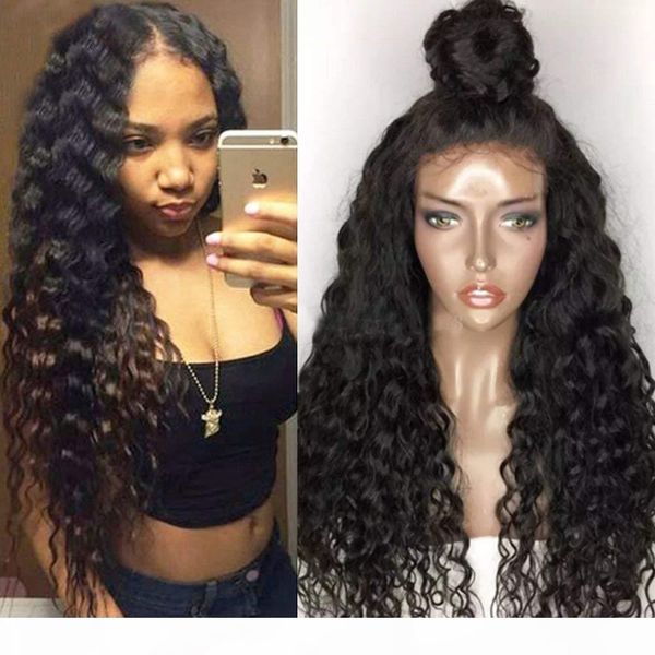 

360 lace frontal wig pre plucked with baby hair glueless brazilian wig deep curly human hair wigs ponytails divas hair remy wigs, Black;brown