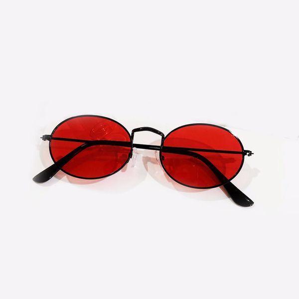 

new retro classic metal frame oval sunglass pink shad for women luxury vintage mirrors sun glass uv400, White;black