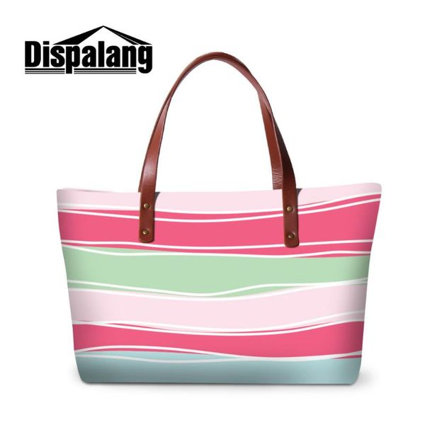 

dispalang fashion handbag casual women bags pink series striped printing ladies handbags large shoulder bags ladies tote satchel
