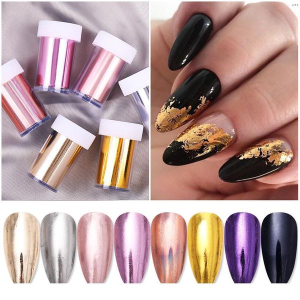 

1 roll holographics rose gold nail foils sticker sparkly sky glitter nail art transfer stickers paper diy tips de jllspm, Silver;gold