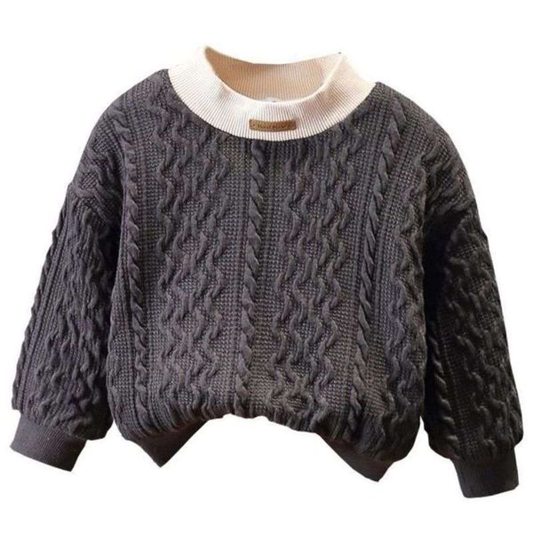 

boys' plush sweater children's thickened knitted girls' autumn and winter 2020, Black