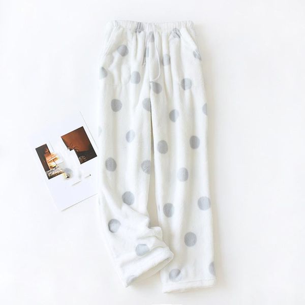 

women's pants & capris selling dot printing woman warm thermal fleece pockets pajama lounge casual trousers home, Black;white
