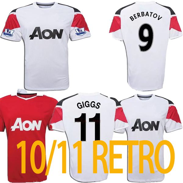 

2010 2011 man ut berbatov rooney pogba giggs retro soccer jersey 10 11 home away owen scholes chicharito vintage classic football shirt, Black;yellow