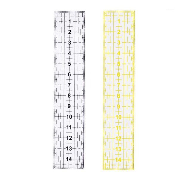 

2pcs quilting ruler measuring tool patchwork foot sewing aligned ruler grid cutting edge tailor craft 3x15x0.3cm1, Black