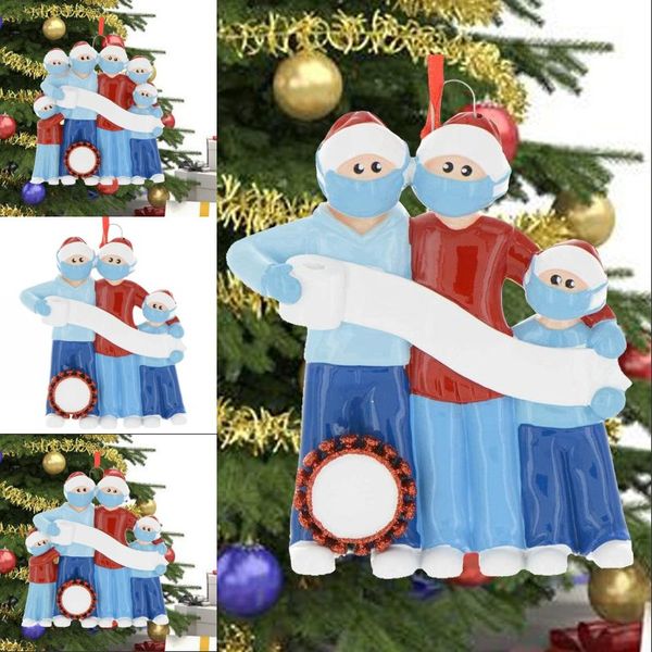 

2020 santa claus ornaments family christmas tree decorations hangings face mask snowman color painting gift xmas pendant 9js g2