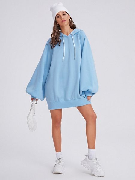 

lantern sleeve oversized hooded sweatshirt dress a9ou#, White;black