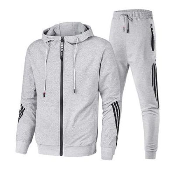 

fall new men's suit sports leisure sweater hooded two-piece hoodie trousers, Gray