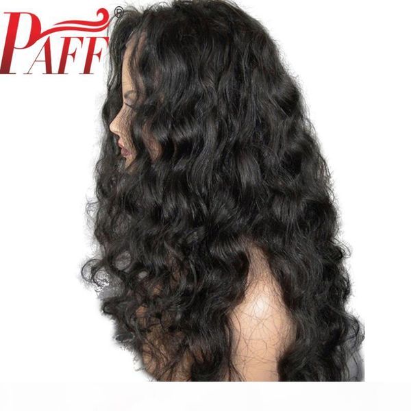 

paff 13x4 loose wave lace front human hair wigs side parts glueless brazilian remy hair pre plucked bleached knots, Black;brown