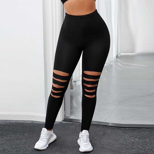 

2020 new tight and perforated leggings, Black